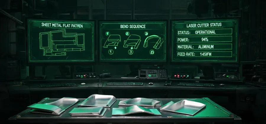 Technical sheet metal fabrication control room
